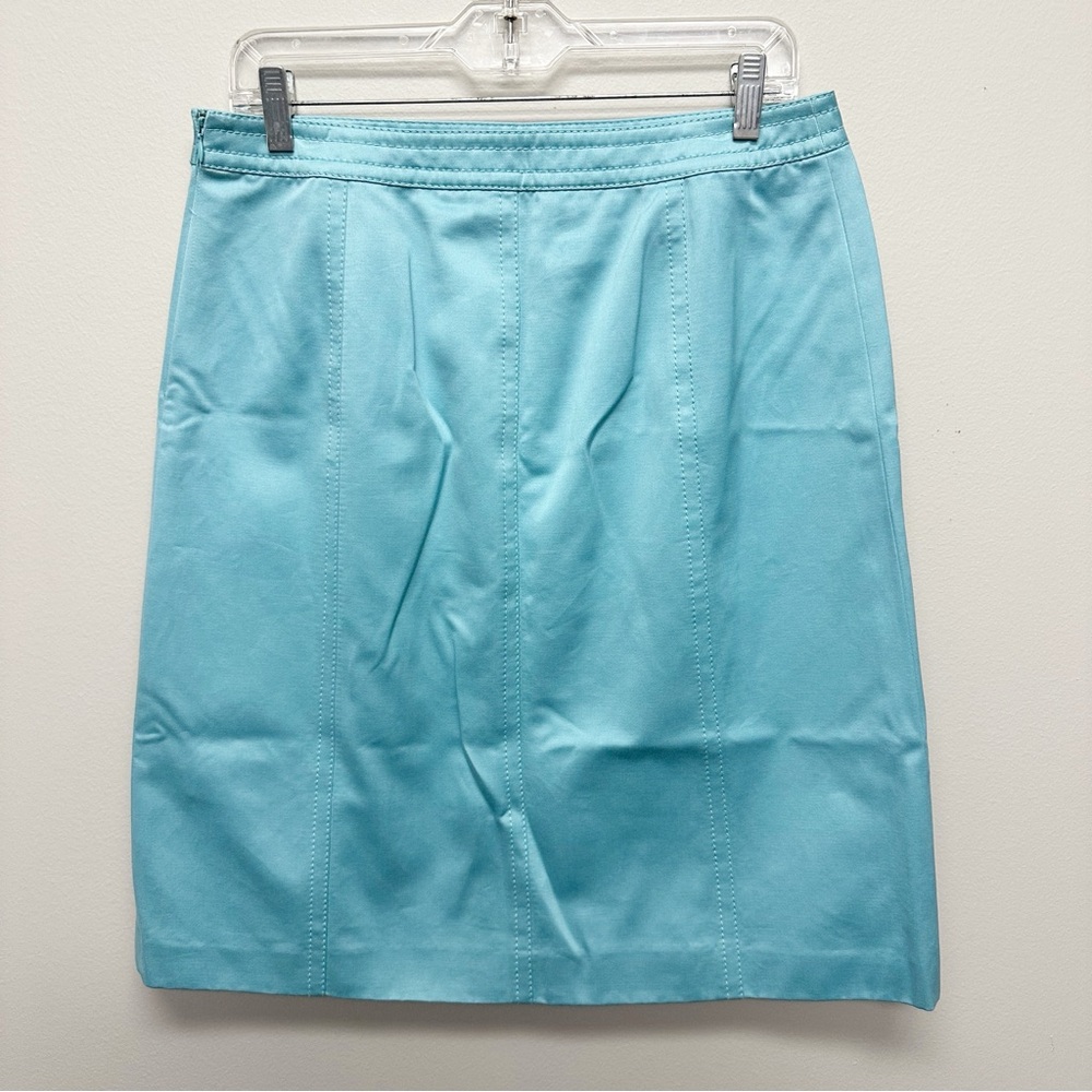 Ann Taylor Sz 10 Medium Turquoise Aqua Lined Pencil Skirt excellent condition